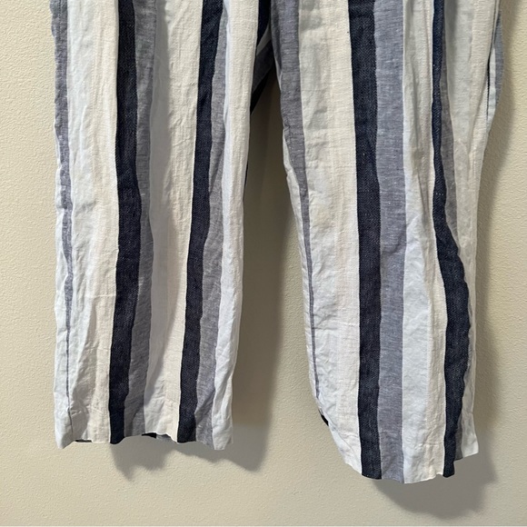 J Crew Point Sur Paperbag Stripe Linen Pants size 10 - Picture 7 of 12